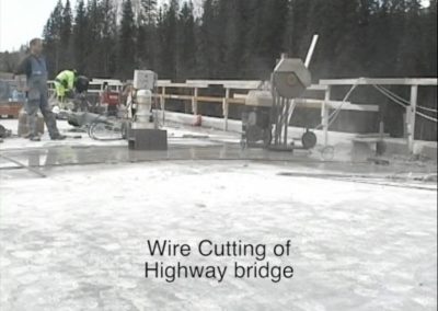 Wire cutting of highway bridge
