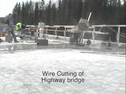 Wire cutting of highway bridge